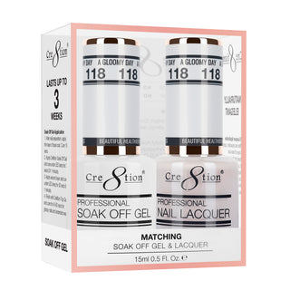 Cre8tion Matching Sets - 118 A Gloomy Day duo gel and lacquer set