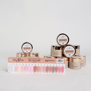Cre8tion Gel Collection - Hema Free/TPO Free - Low Heat - Overlay/Builder Gel in Jar 1oz - Full Set 18 Colors w/ 1 Color Chart - C8 Nail SupplyCre8tion