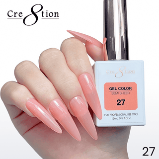 Cre8tion Hema Free Semi - Sheer Collection 0.5oz - Coral Color - C8 Nail SupplyCre8tion