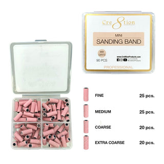Cre8tion Mini Pink Sanding Band Mixed Size 90 pcs./box - C8 Nail SupplyCre8tion17747