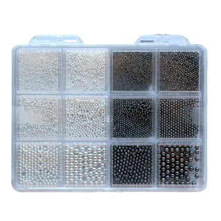 Cre8tion Nail Art Accessory Assorted Black Pearl & Silver Beads 06 - C8 Nail SupplyCre8tion1101-1310N