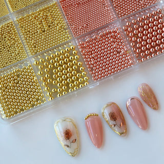 Cre8tion Nail Art Accessory Assorted Rose Gold & Gold Beads 05 - C8 Nail SupplyCre8tion1101-1309N