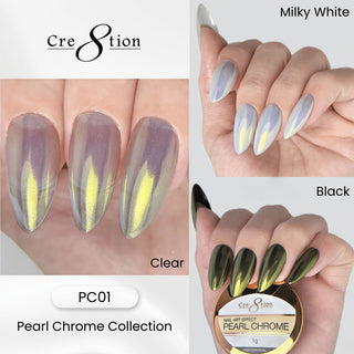 Cre8tion Pearl Chrome Nail Art Effect 1g - 01 — Cre8tion Chrome Powder | C8 Nail Supply