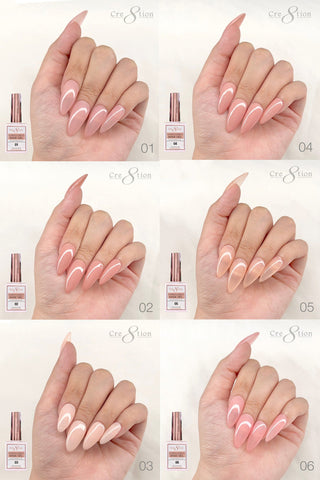 Cre8tion Rubber/Biab Base Gel 0.5oz - Full Set 18 Colors w/ 1 Color Chart - C8 Nail SupplyCre8tion