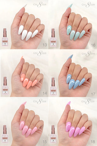 Cre8tion Rubber/Biab Base Gel 0.5oz - Full Set 18 Colors w/ 1 Color Chart - C8 Nail SupplyCre8tion