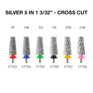Cre8tion Silver 5 in 1 Nail Filing Bit - 3/32" Cross Cut - C8 Nail SupplyCre8tion17753