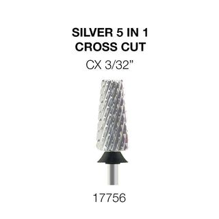Cre8tion Silver 5 in 1 Nail Filing Bit - 3/32" Cross Cut - C8 Nail SupplyCre8tion17756
