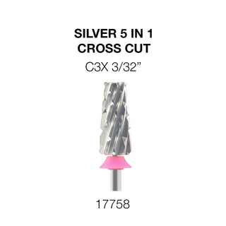 Cre8tion Silver 5 in 1 Nail Filing Bit - 3/32" Cross Cut - C8 Nail SupplyCre8tion17758