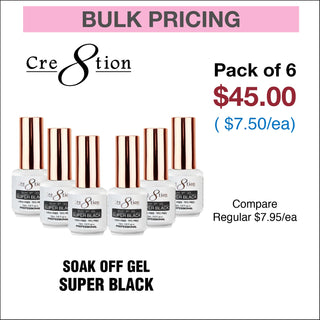 Cre8tion Soak Off Gel 0.5oz - Super Black Hema Free & TPO Free - C8 Nail SupplyCre8tion