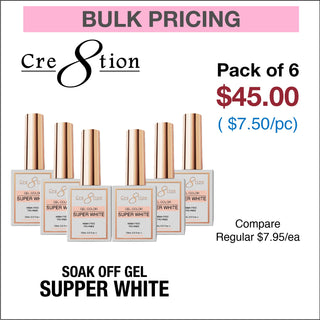 Cre8tion Soak Off Gel - Super White 0.5oz (HEMA/TPO Free) - C8 Nail SupplyCre8tion