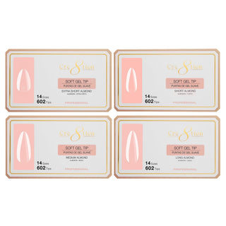 Cre8tion Soft Gel Tip Combo 4 Sizes - ALMOND - C8 Nail SupplyCre8tion