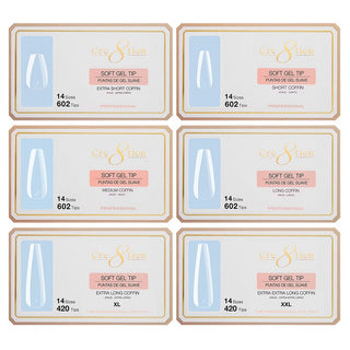 Cre8tion Soft Gel Tip Combo 6 Sizes - COFFIN - C8 Nail SupplyCre8tion