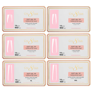 Cre8tion Soft Gel Tip Combo 6 Sizes - SQUARE - C8 Nail SupplyCre8tion