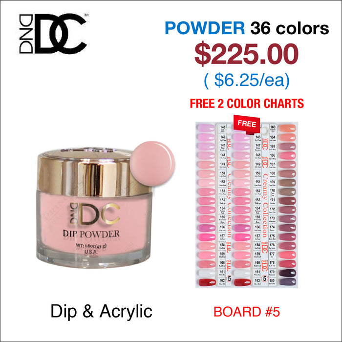 DND DC Dip Powder 2oz - 36 colors Board 5 - Creamy Collection (#145 - #180) w/ 2 Color Charts