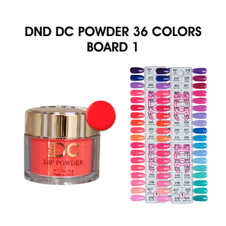 DND DC Dip Powder 2oz -  36 colors Board 1 (#001 - #036) w/ 2 Color Charts