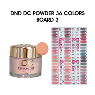 DND DC Dip Powder 2oz - 36 colors Board 3 (#073 - #108) w/ 2 Color Charts
