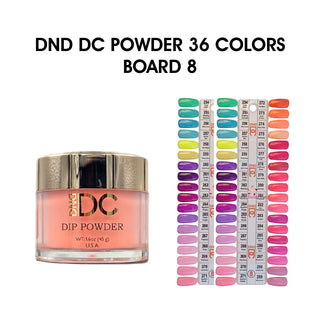 DND DC Dip Powder 2oz - 36 colors Board 8 (#254 - 289) w/ 2 Color Charts