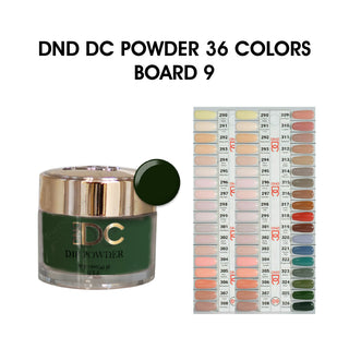 DND DC Dip Powder 2oz - 36 colors Board 9 (#290 - #326) w/ 2 Color Charts