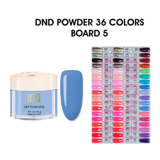 DND Dip Powder 2oz - 36 colors Board 5 (#546 - #581) w/ 2 Color Charts