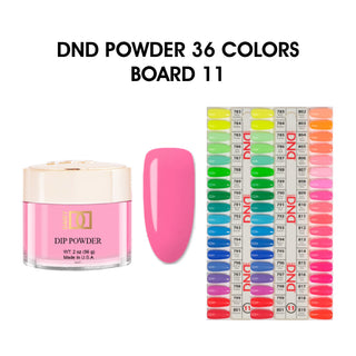 DND Dip Powder 2oz - 36 colors Board 11 - Thrill Ride Collection (#783 - #819) w/ 2 Color Charts