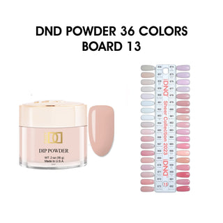 DND Dip Powder 2oz - 36 colors Board 13 - Sheer Collection (#856 - #892) w/ 1 color chart