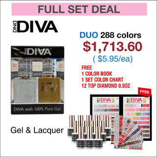 DIVA - Matching Duo - Full Set 288 colors w/ 12 Top Diamond 0.5oz, 1 set Color Chart & 1 Color Book - C8 Nail SupplyDiva
