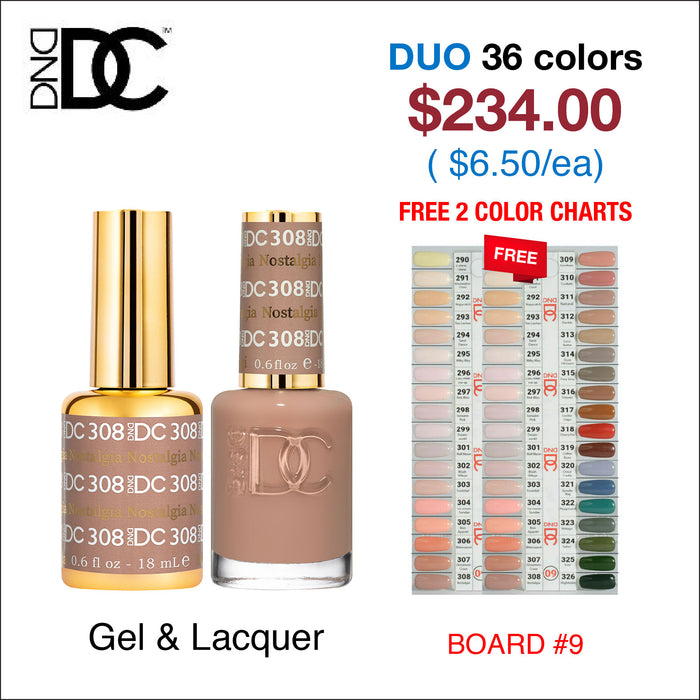 DND DC Duo Matching Color - Juego completo de 36 colores #290 - #326 con tabla de colores