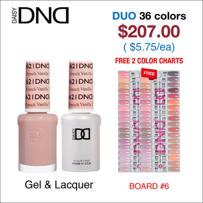 DND Duo Matching Color - Juego completo de 36 colores - 6 #585 - #621 con 1 tabla de colores