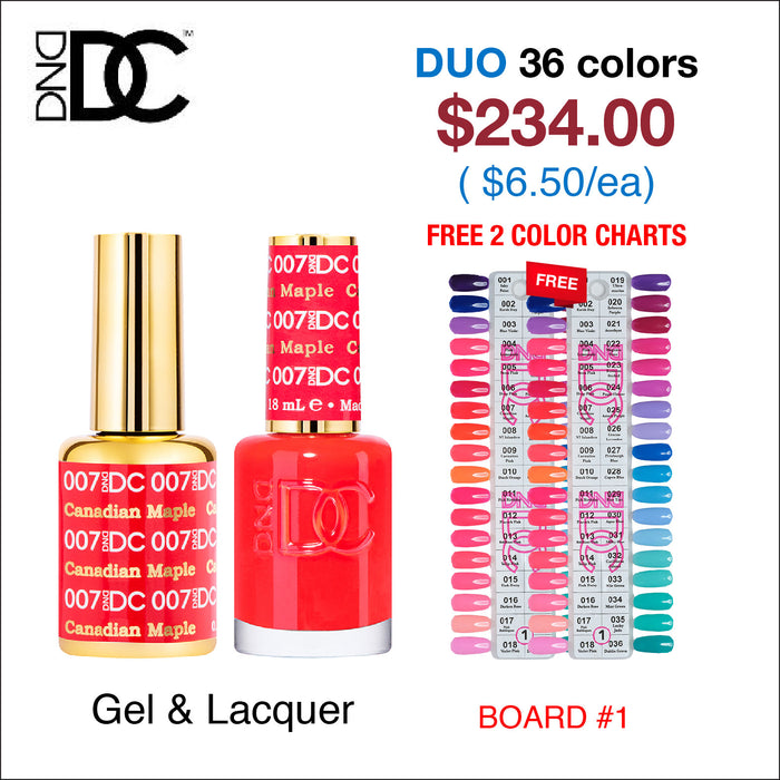 DND DC Duo Matching Color - 36 colors Board 1 (#001 - #036) w/ 2 Color Charts