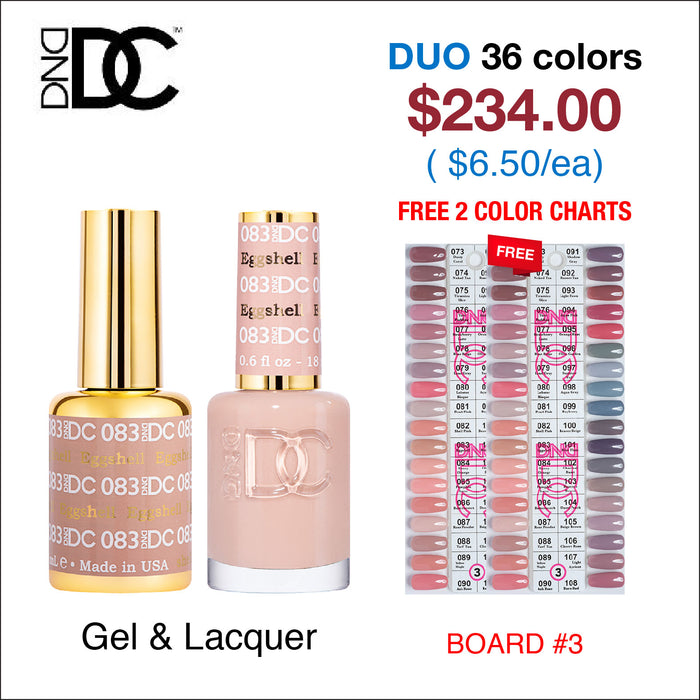 DND DC Duo Matching Color - Juego completo de 36 colores #073 - #108 con 1 tabla de colores