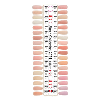 DND DC Duo Matching Color - 36 colors Board 13 - Sheer Collection 2024 (2436 - 2471) w/ 1 color chart - C8 Nail SupplyDND DC