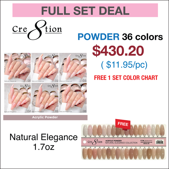 Cre8tion Natural Elegance Powder - Full Set w/ 1 set Color Chart