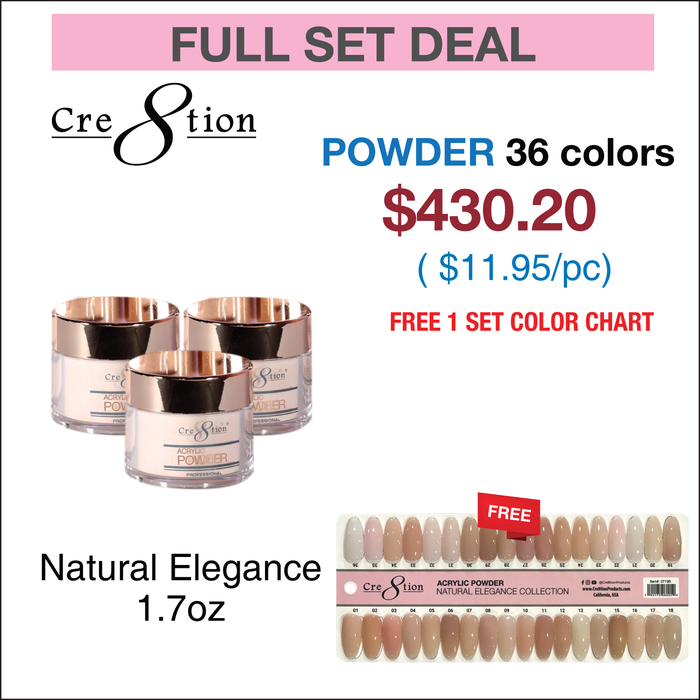 Cre8tion Natural Elegance Powder - Full Set w/ 1 set Color Chart