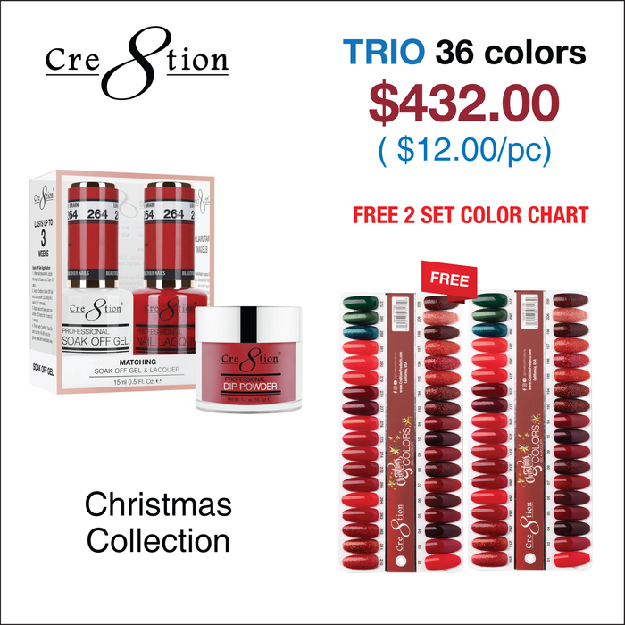Cre8tion Matching Color - Christmas Collection - 36 colors w/ 2 Color Chart