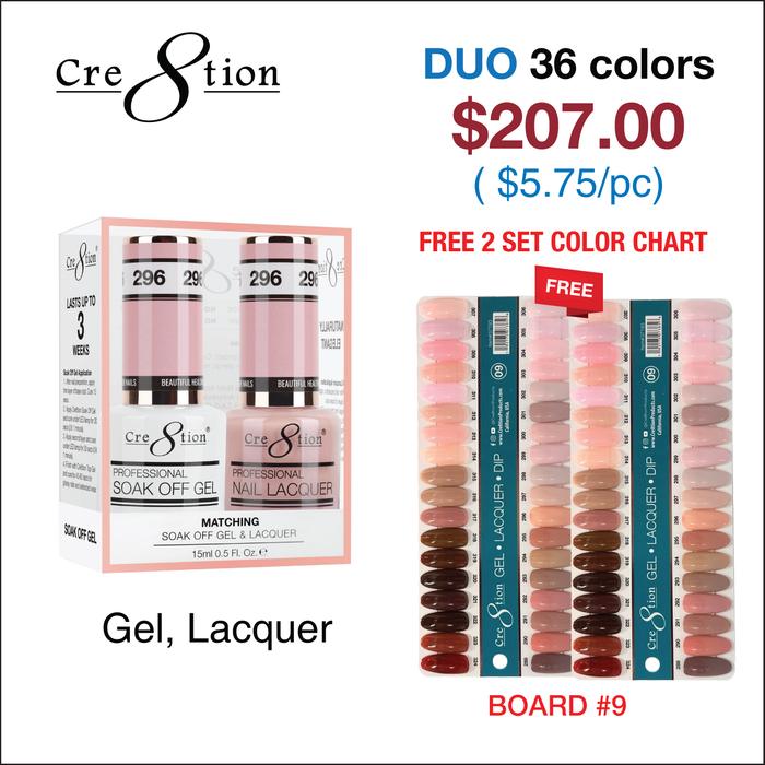 Cre8tion Matching Color - Earthy Undertones Collection - 36 Colors w/ 2 Color Chart