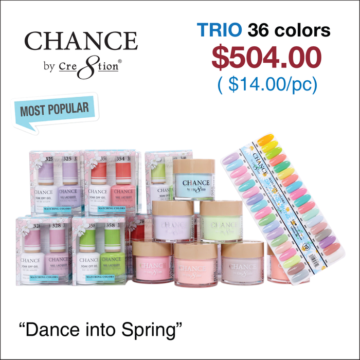 Chance Matching Trio 36 Colors - Dance Into Spring Collection con 2 juegos de carta de colores