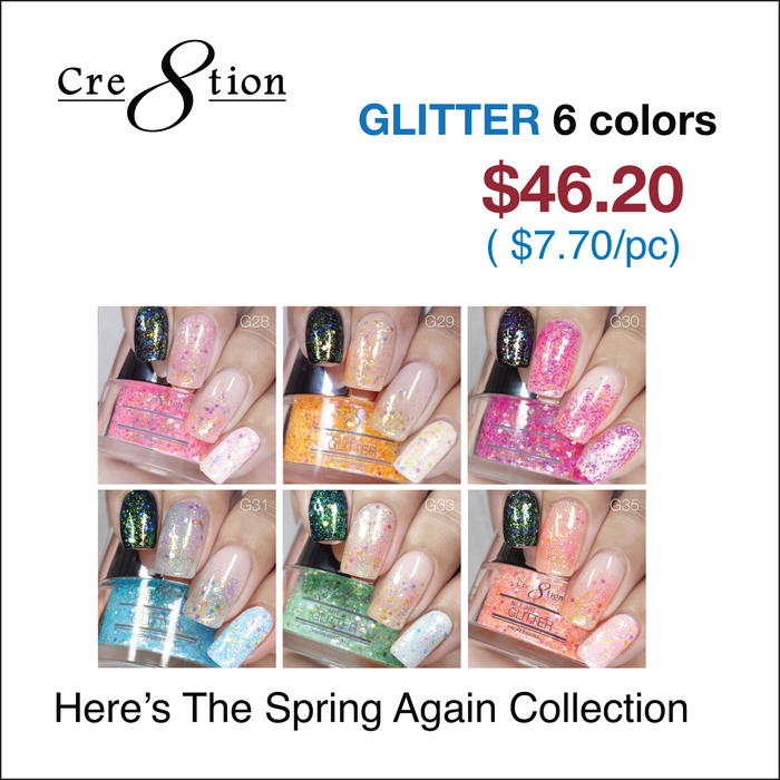 Cre8tion Nail Art Glitter 0.5oz - HERE’S THE SPRING AGAIN Collection (See List)
