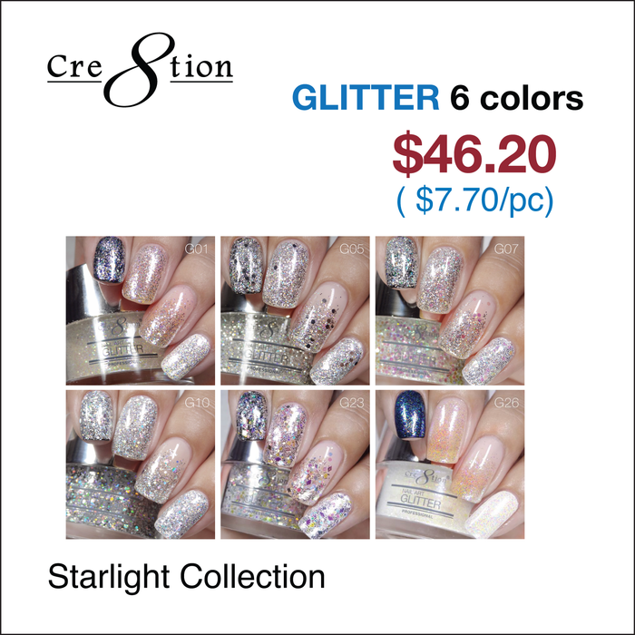 Cre8tion Nail Art Glitter 0.5oz - STARLIGHT Collection (See List)