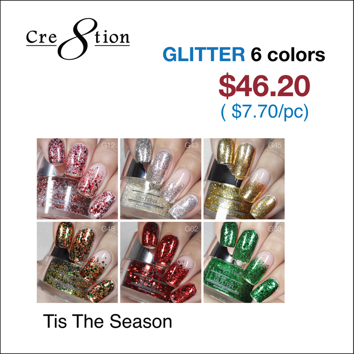 Cre8tion Nail Art Glitter 0.5oz - TIS THE SEASON (See List)