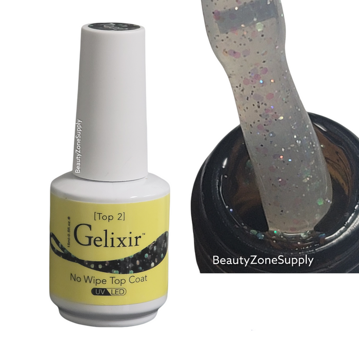 Gelixir Top Coat No-wipe With Glitters