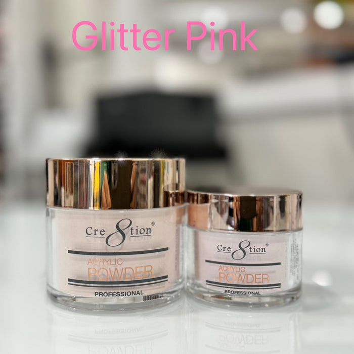 Cre8tion Acrylic Powder Glitter Pink (Transparent)
