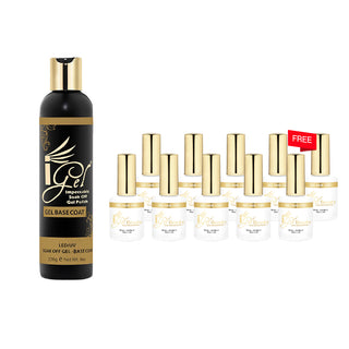[Bonus Combo] iGel Soak Off Gel Base Coat 8oz Refill - with 10 Free Size 0.5oz