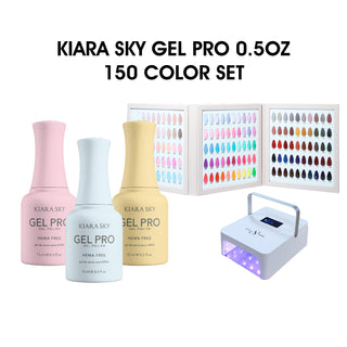 Kiara Sky Gel Pro 0.5oz - Full Set 150 Colors w/ 1 Swatch Book & 1 Cre8tion Professional Cordless Lamp