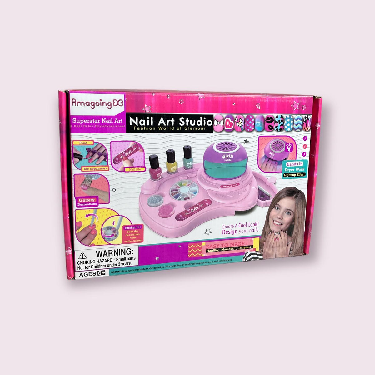Amagoing Nail Art Kit for Girls Kids Nail Polish Play Set with