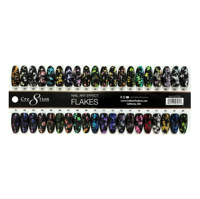 Cre8tion Board Foam Display Flakes Nail Art Color Chart 40 colors
