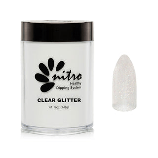 Nitro Pink & White Collection Powder - Clear Glitter - C8 Nail SupplyNitro