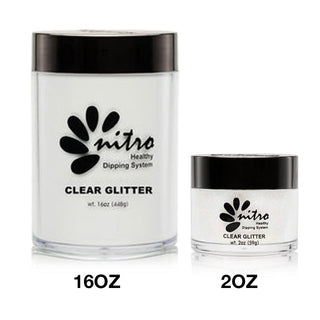Nitro Pink & White Collection Powder - Clear Glitter - C8 Nail SupplyNitro