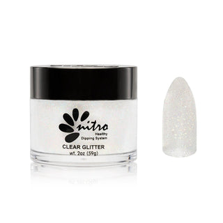 Nitro Pink & White Collection Powder - Clear Glitter - C8 Nail SupplyNitro