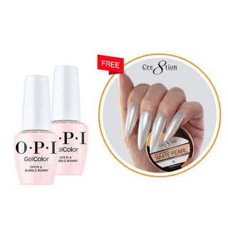 [Bonus Combo] OPI Intelli-Gel 0.5oz - S061 OPI’m a Bubble Bunny - Pack of 2pcs with 1 Free White Pearl Chrome 1g