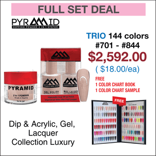 Pyramid Trio Matching Color - Collection Luxury - Full Set 144 colors (701 - 844) w/ 1 Color Chart & 1 Color Book - C8 Nail SupplyPyramid